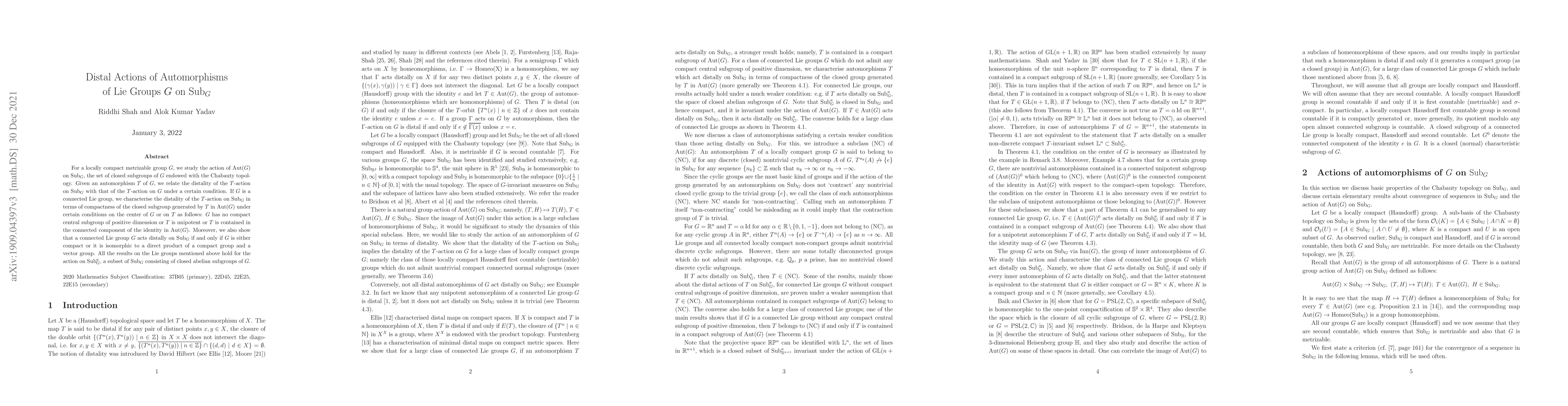 Thumbnail for Distal Actions of Automorphisms of Lie Groups $G$ on $\rm Sub_{G}$