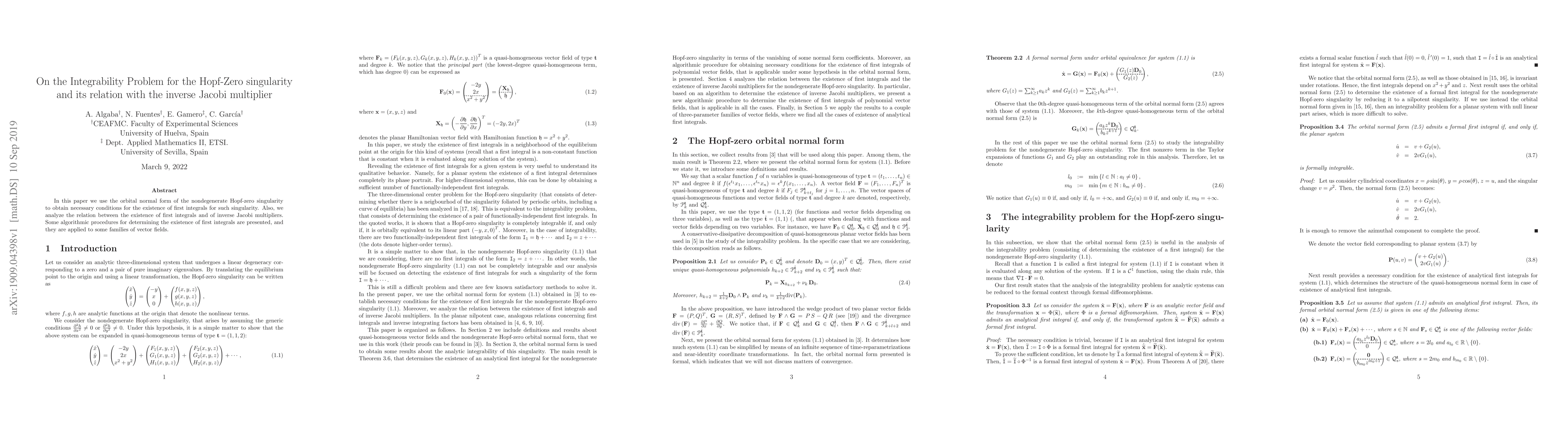 Thumbnail for On the Integrability Problem for the Hopf-Zero singularity and its
  relation with the inverse Jacobi multiplier