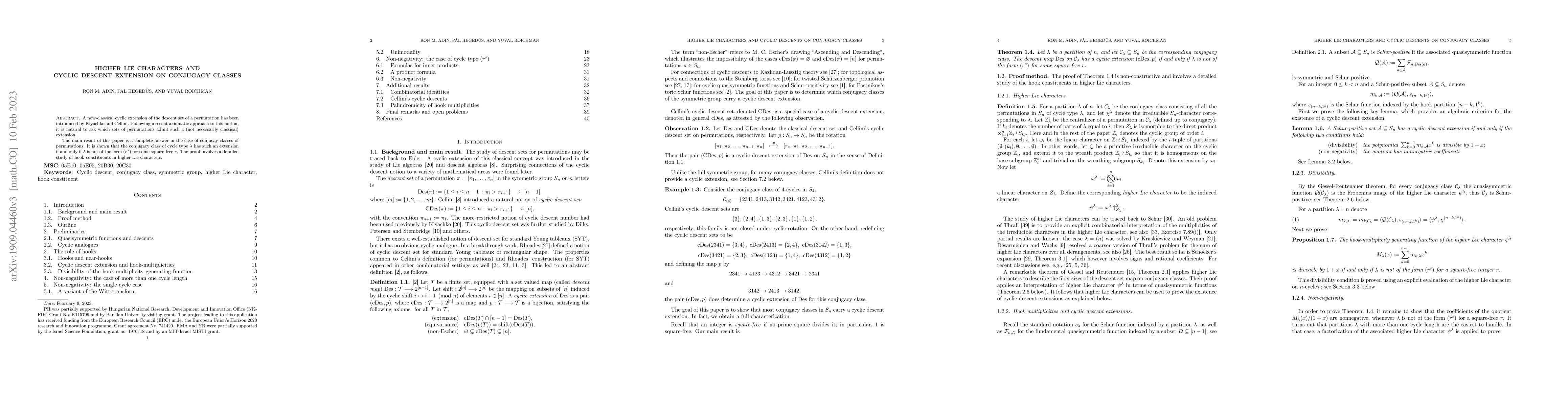 Thumbnail for Higher Lie characters and cyclic descent extension on conjugacy classes
