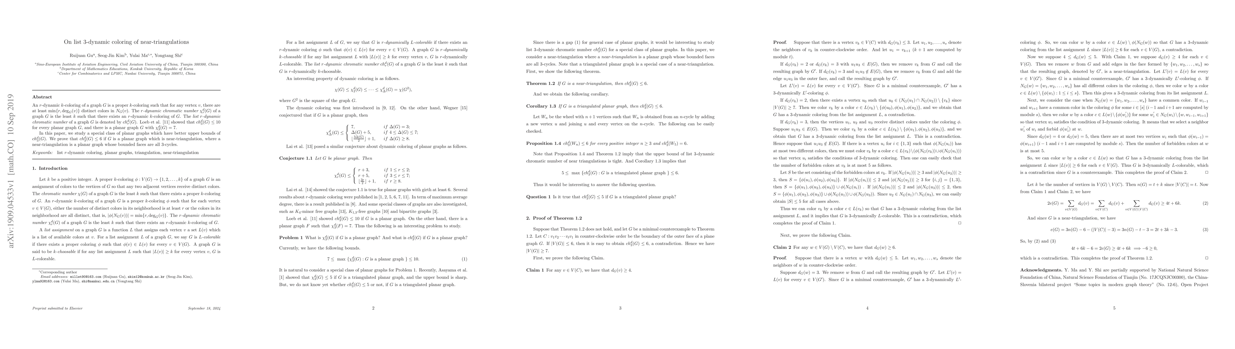 Thumbnail for On list 3-dynamic coloring of near-triangulations