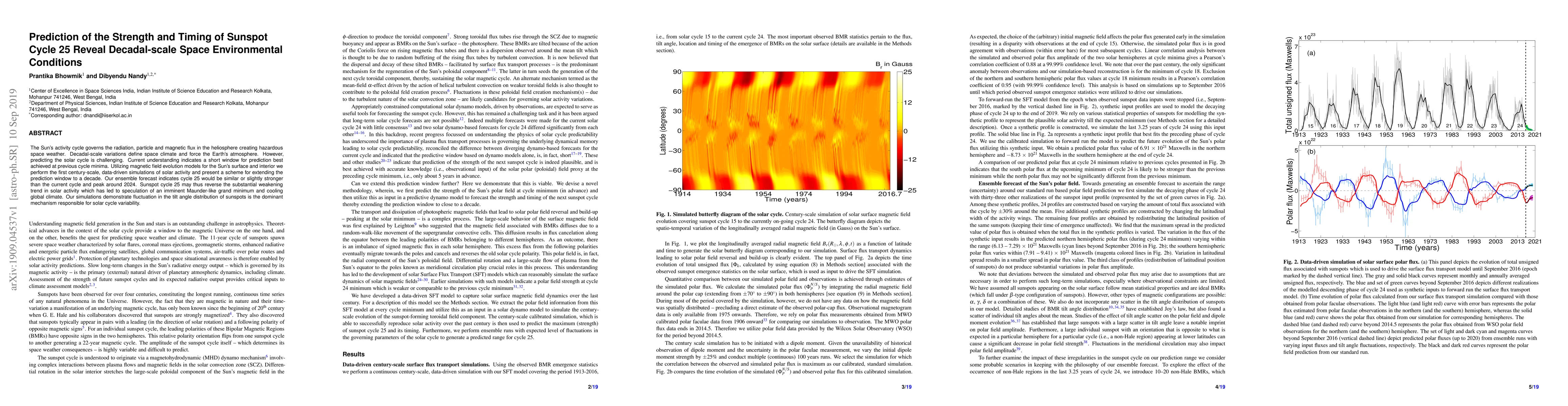 Thumbnail for Prediction of the strength and timing of sunspot cycle 25 reveal
  decadal-scale space environmental conditions