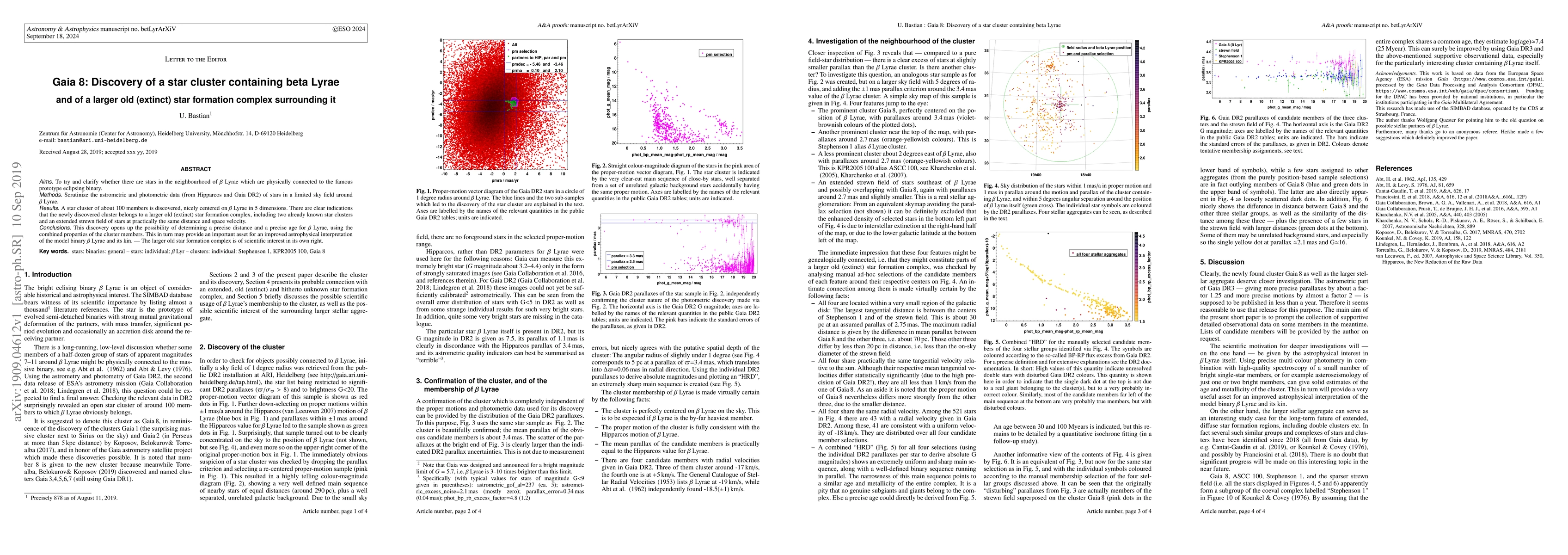 Thumbnail for Gaia 8: Discovery of a star cluster containing beta Lyrae -- and of a
  larger old (extinct) star formation complex surrounding it