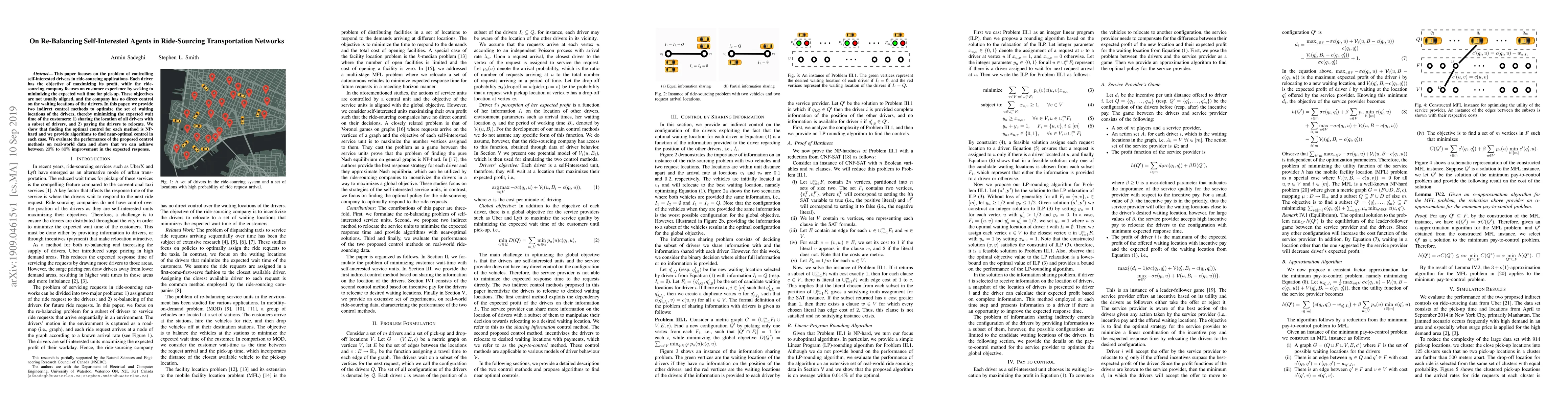 Thumbnail for On Re-Balancing Self-Interested Agents in Ride-Sourcing Transportation
  Networks