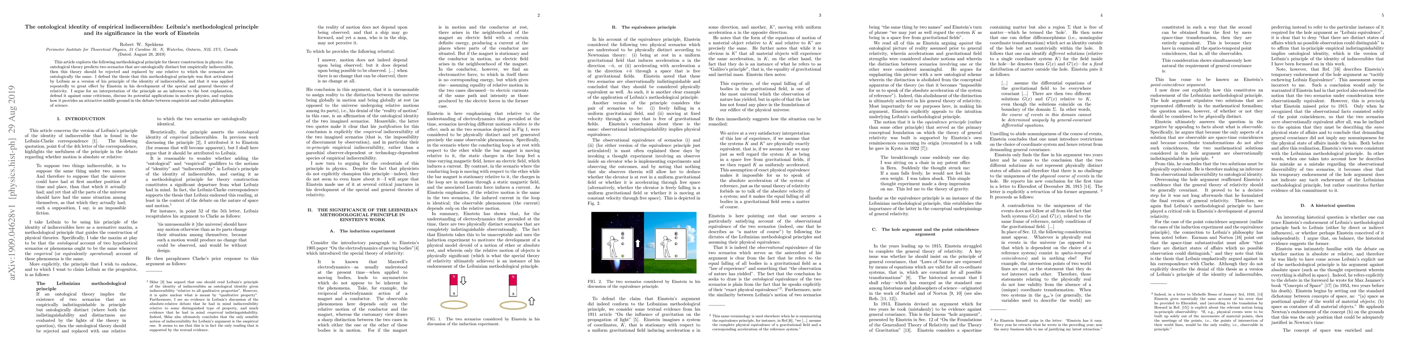 Thumbnail for The ontological identity of empirical indiscernibles: Leibniz's
  methodological principle and its significance in the work of Einstein