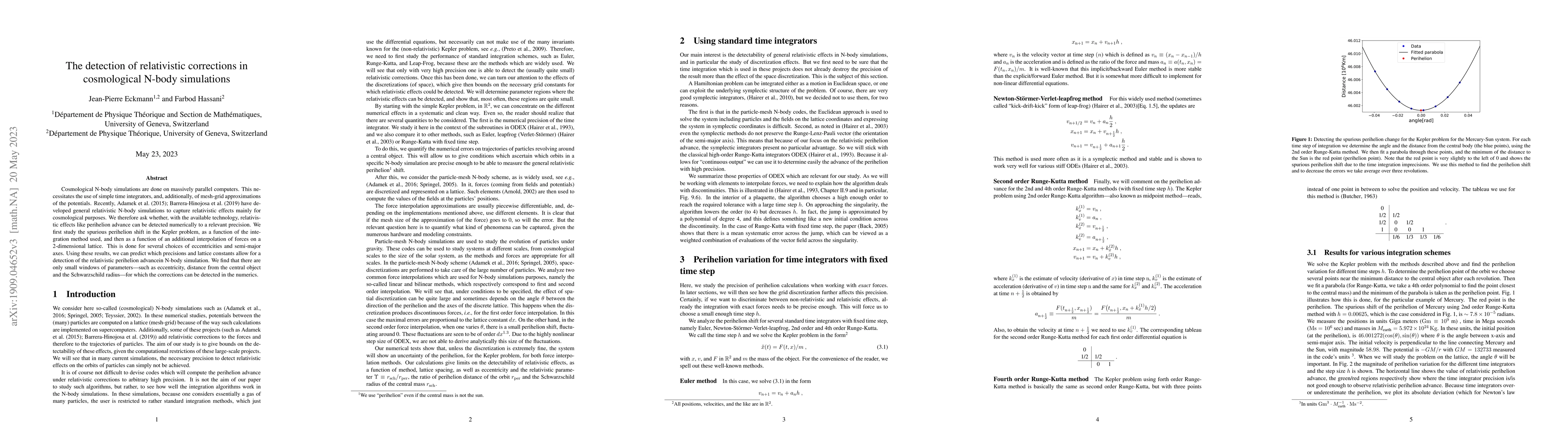 Thumbnail for The detection of relativistic corrections in cosmological N-body
  simulations