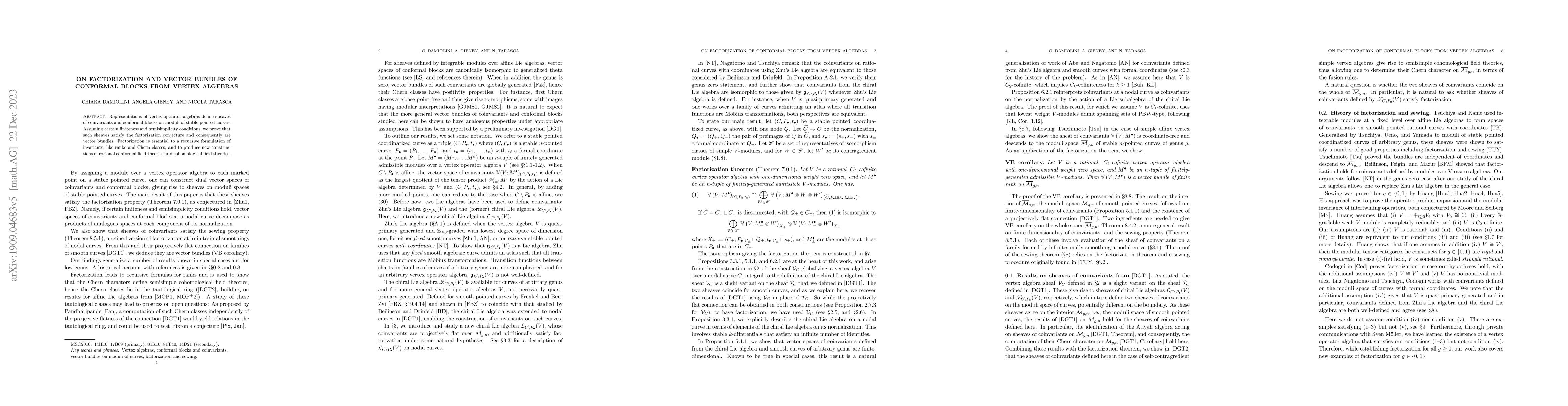 Thumbnail for On factorization and vector bundles of conformal blocks from vertex
  algebras