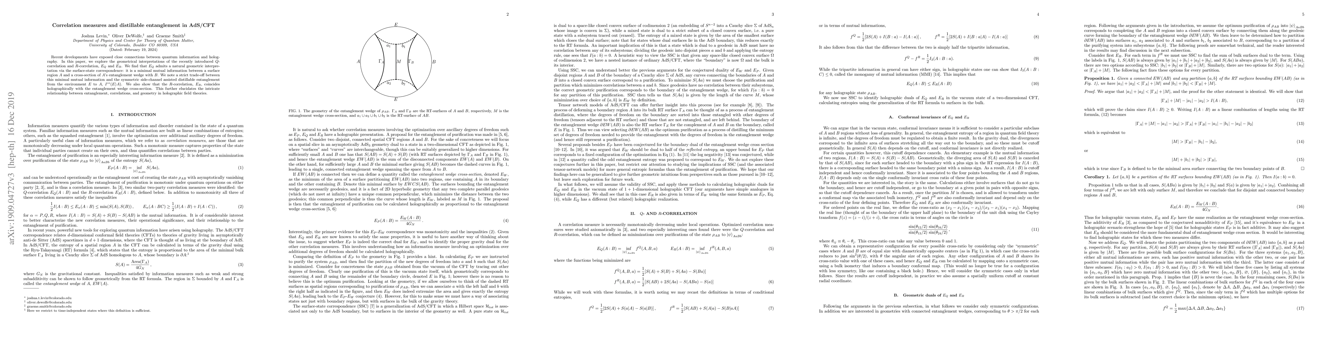 Thumbnail for Correlation measures and distillable entanglement in AdS/CFT