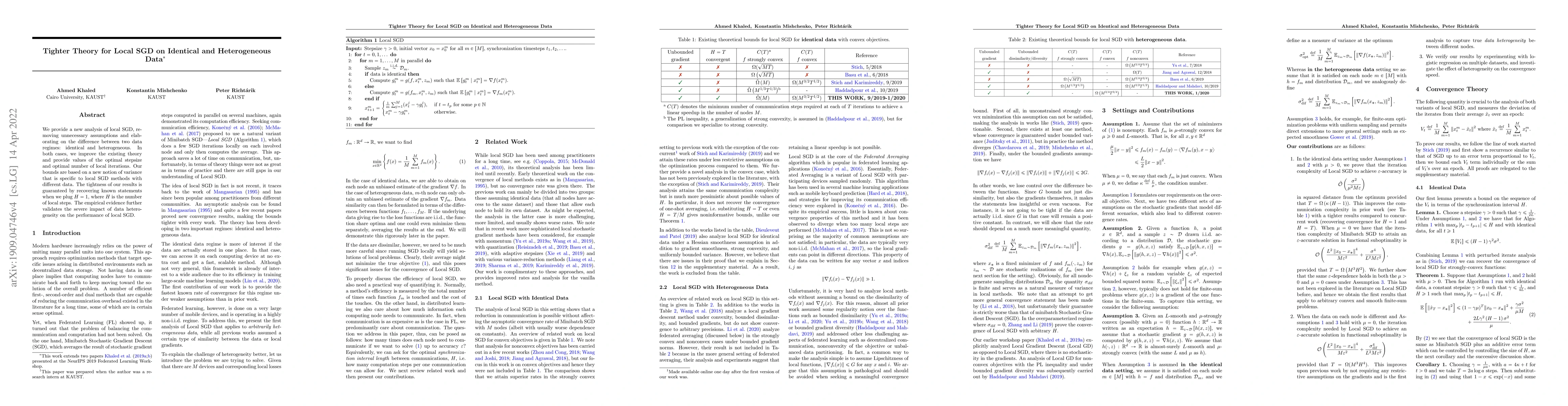 Thumbnail for Tighter Theory for Local SGD on Identical and Heterogeneous Data
