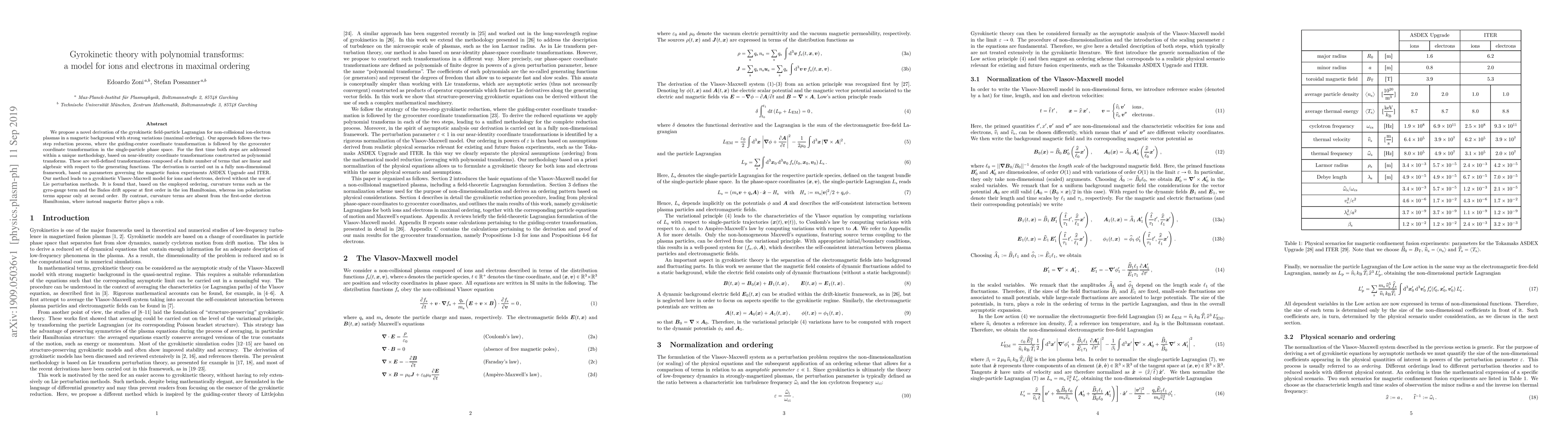 Thumbnail for Gyrokinetic theory with polynomial transforms: a model for ions and
  electrons in maximal ordering
