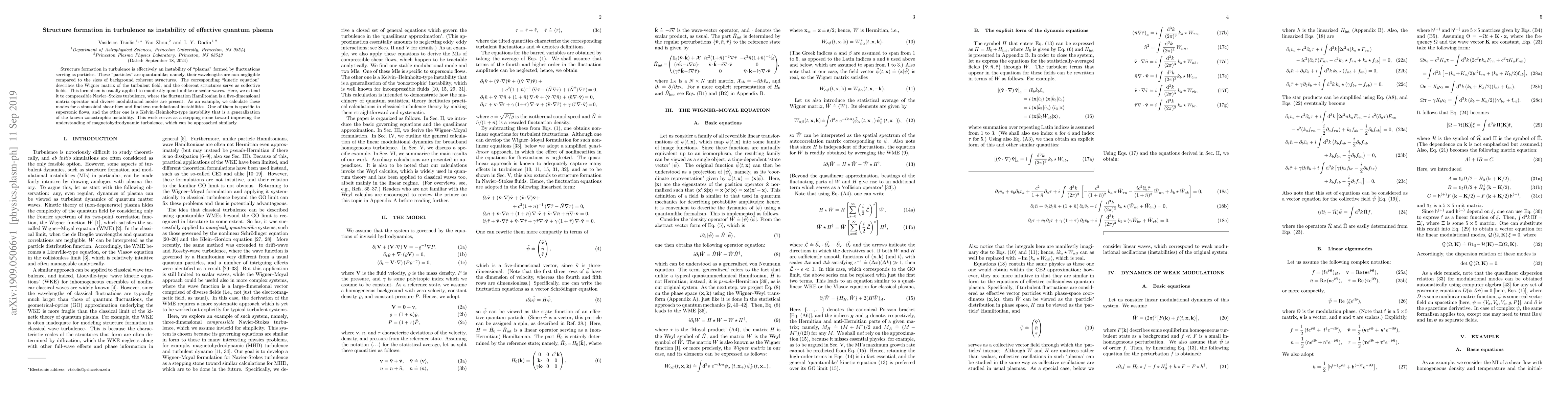 Thumbnail for Structure formation in turbulence as instability of effective quantum
  plasma