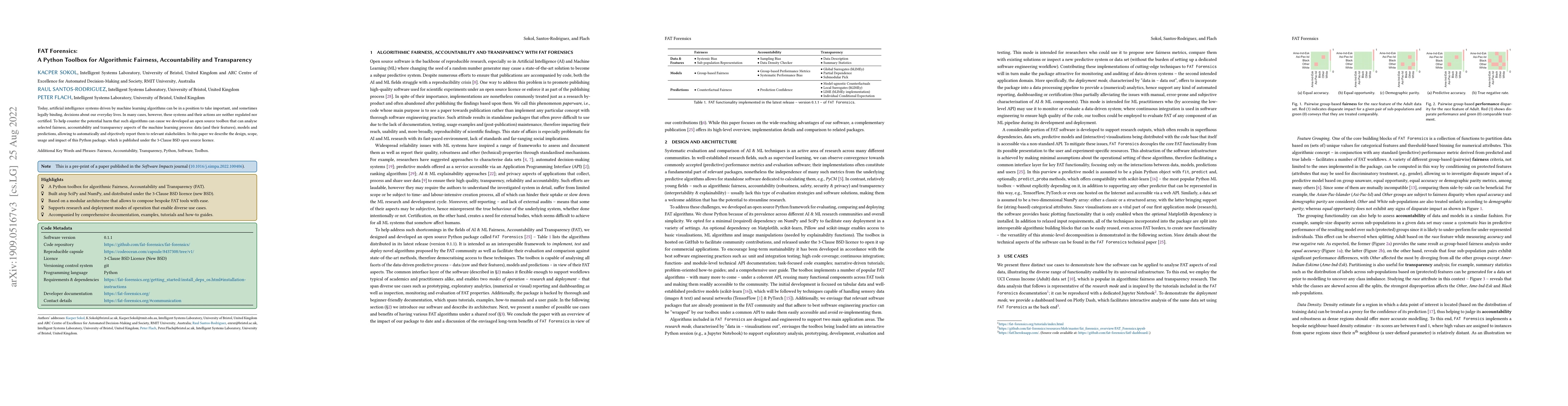 Thumbnail for FAT Forensics: A Python Toolbox for Algorithmic Fairness, Accountability
  and Transparency