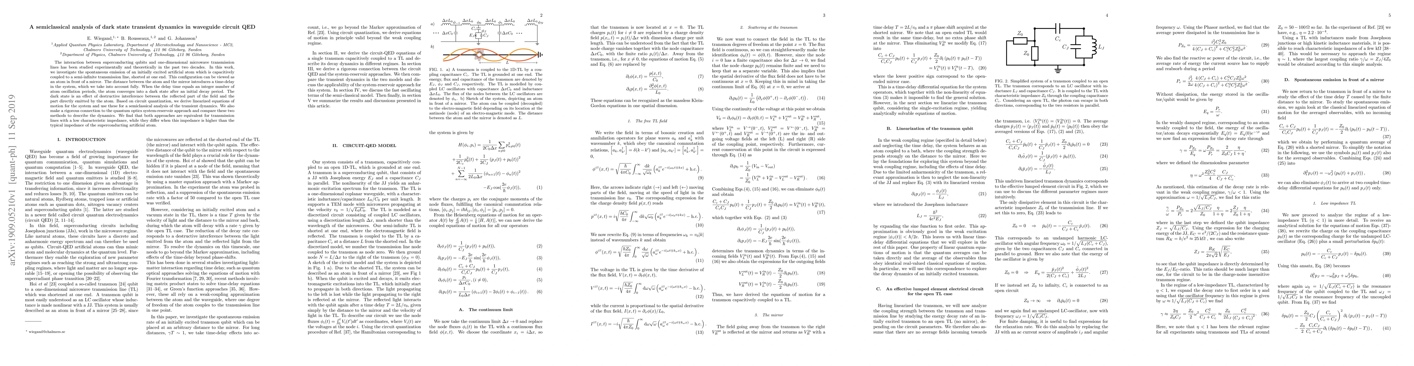 Thumbnail for A semiclassical analysis of dark state transient dynamics in waveguide
  circuit QED