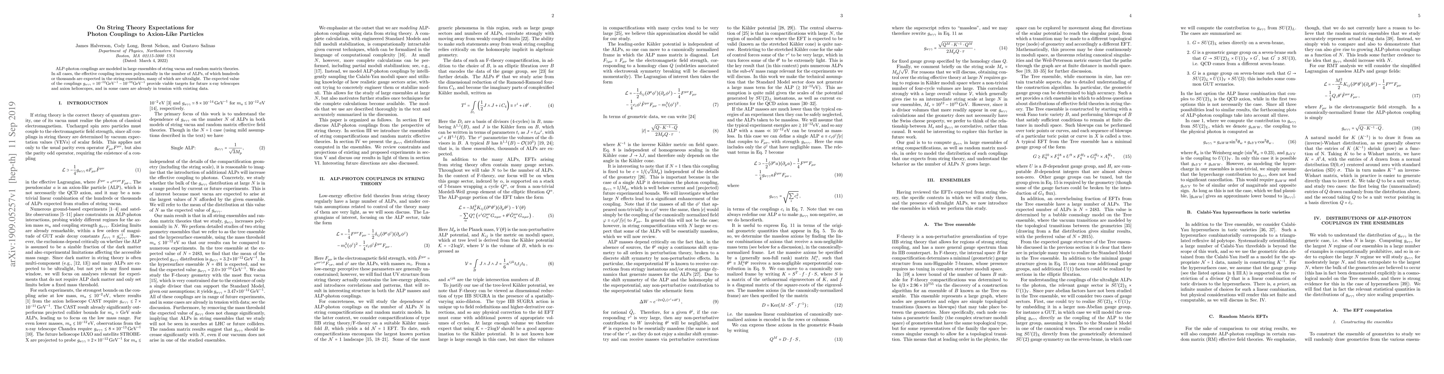 Thumbnail for On String Theory Expectations for Photon Couplings to Axion-Like
  Particles