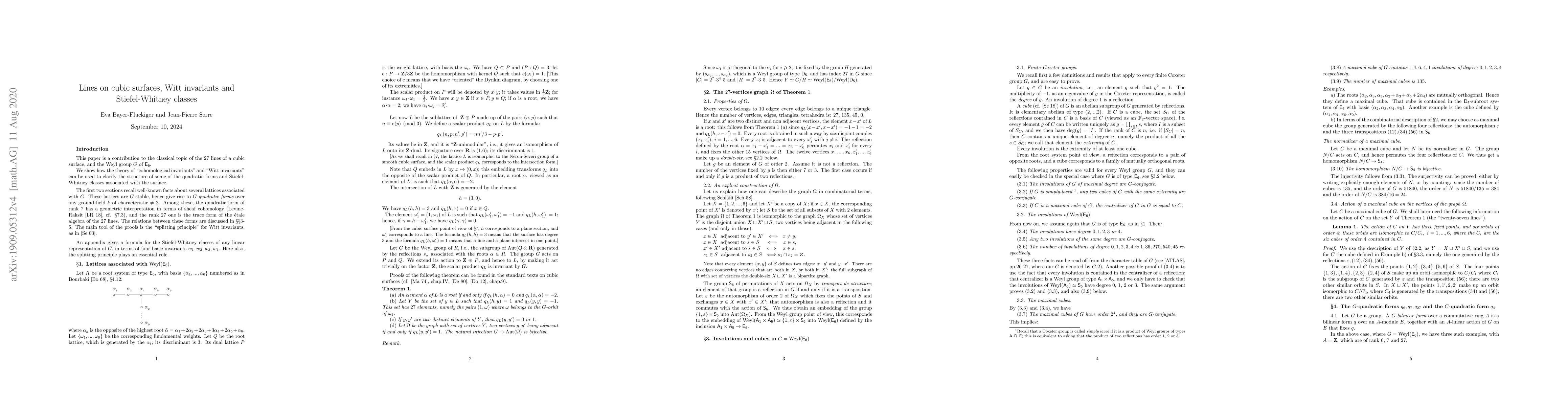 Thumbnail for Lines on cubic surfaces and Witt invariants