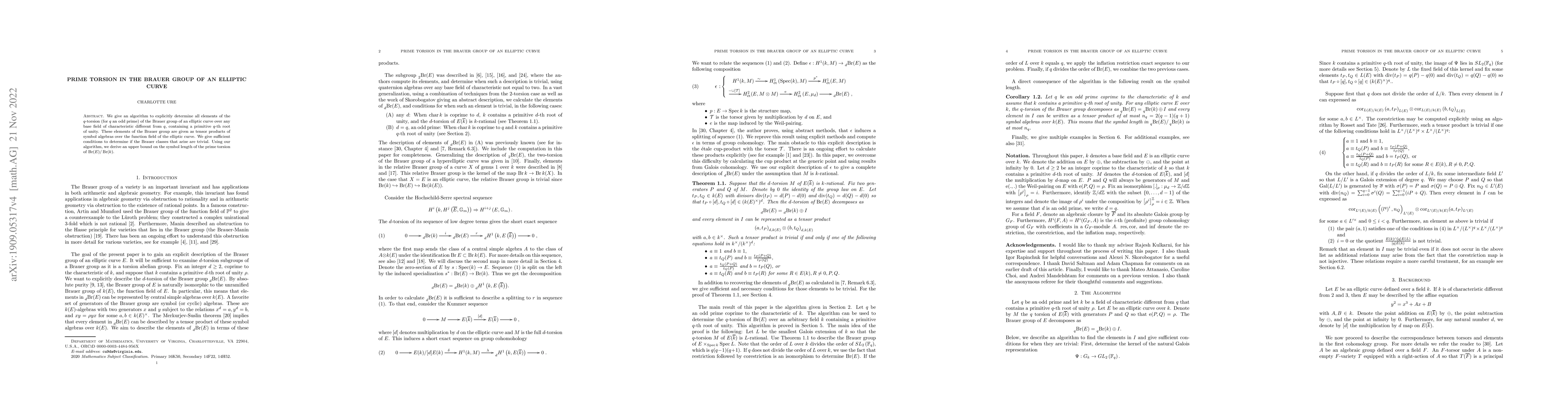 Thumbnail for Prime Torsion in the Brauer Group of an Elliptic Curve