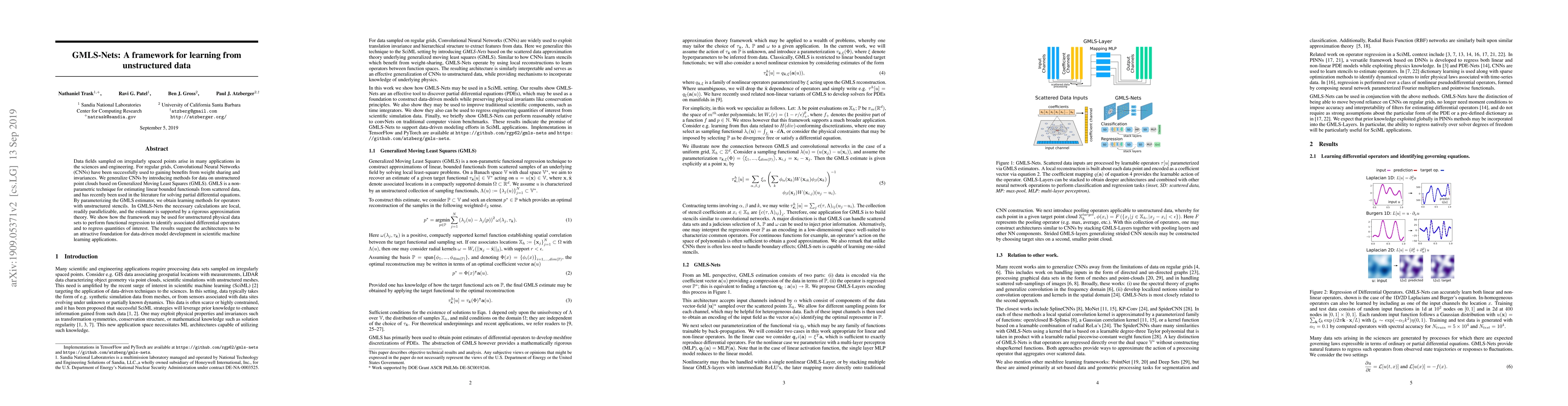 Thumbnail for GMLS-Nets: A framework for learning from unstructured data