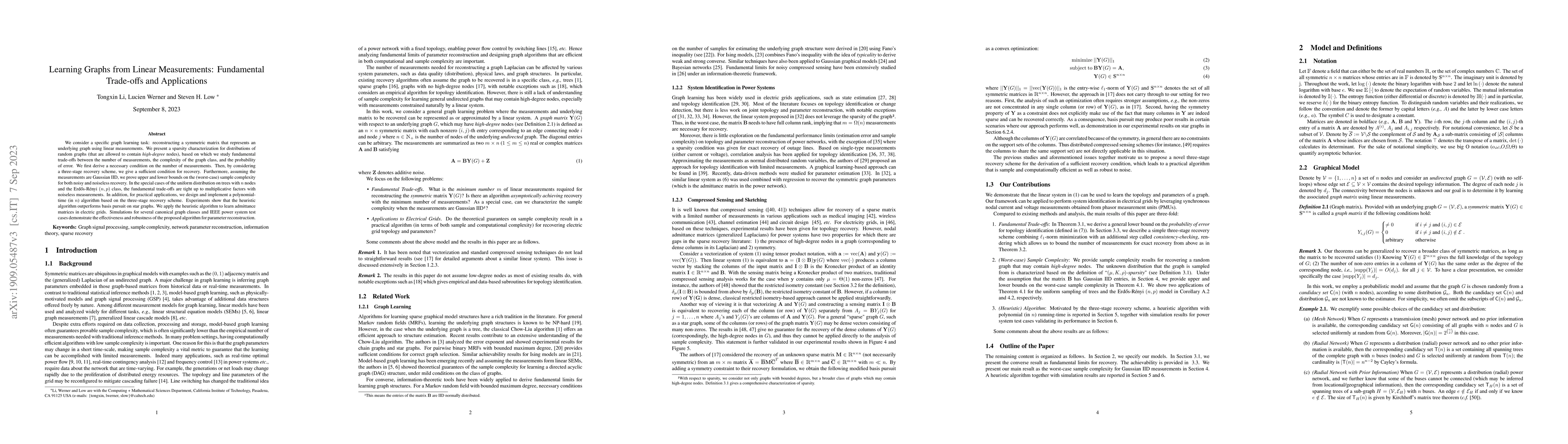 Thumbnail for Learning Graphs from Linear Measurements: Fundamental Trade-offs and
  Applications