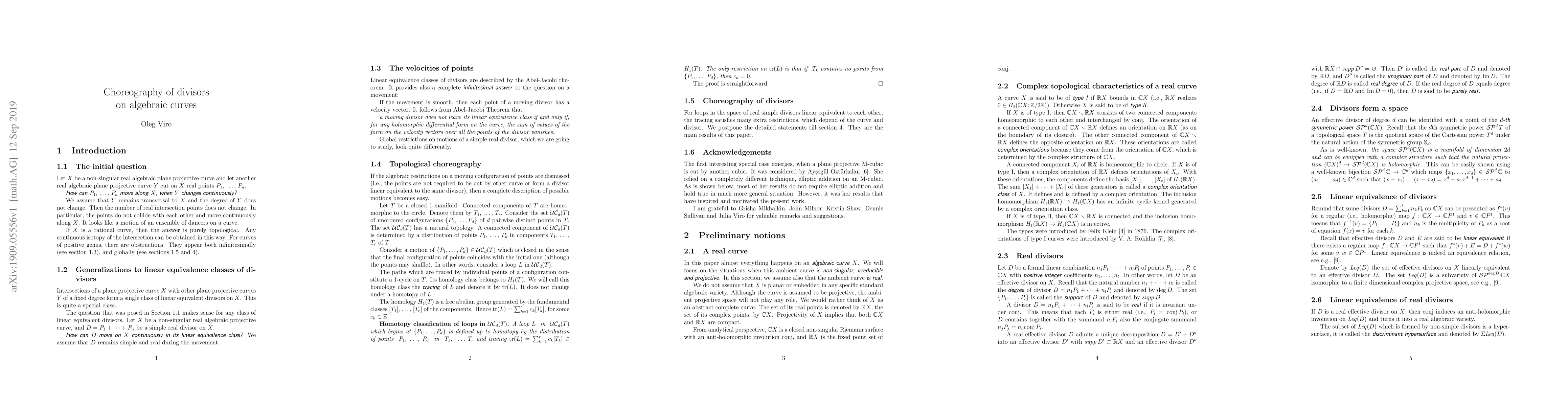 Thumbnail for Choreography of divisors on algebraic curves