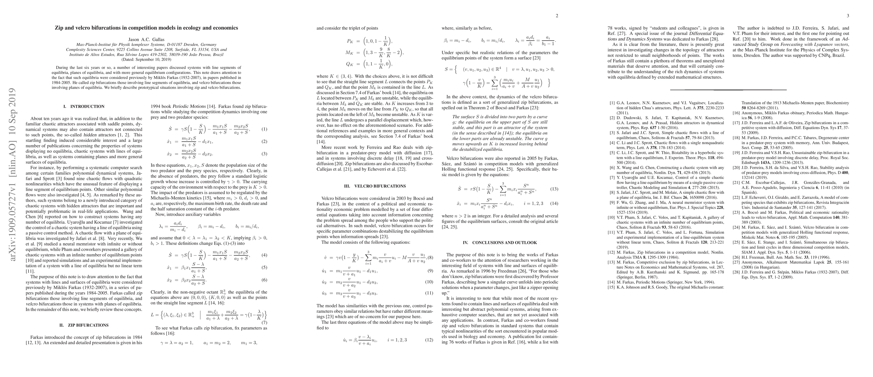 Thumbnail for Zip and velcro bifurcations in competition models in ecology and
  economics