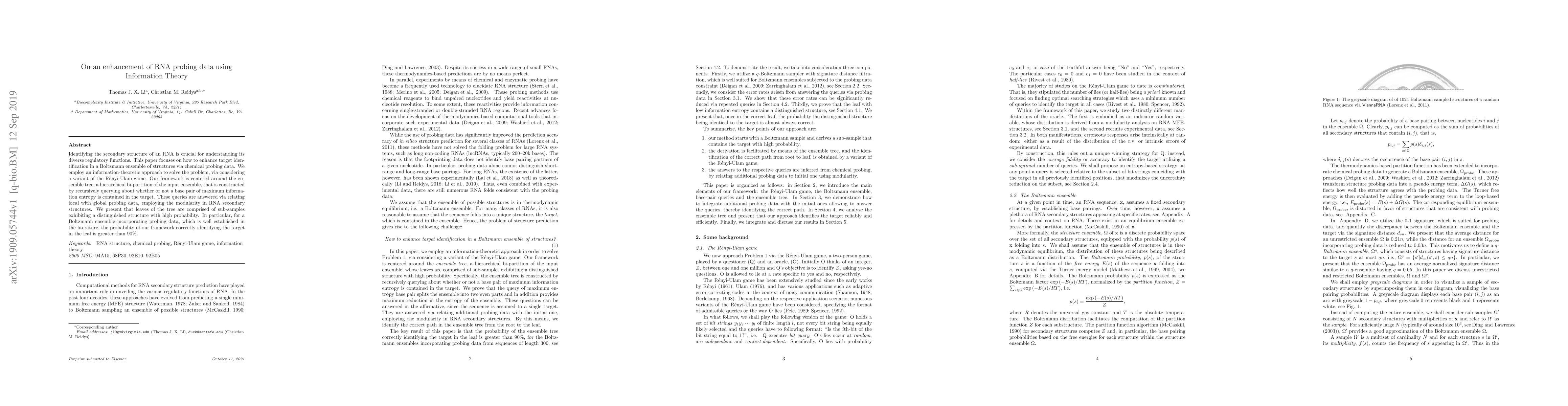 Thumbnail for On an enhancement of RNA probing data using Information Theory