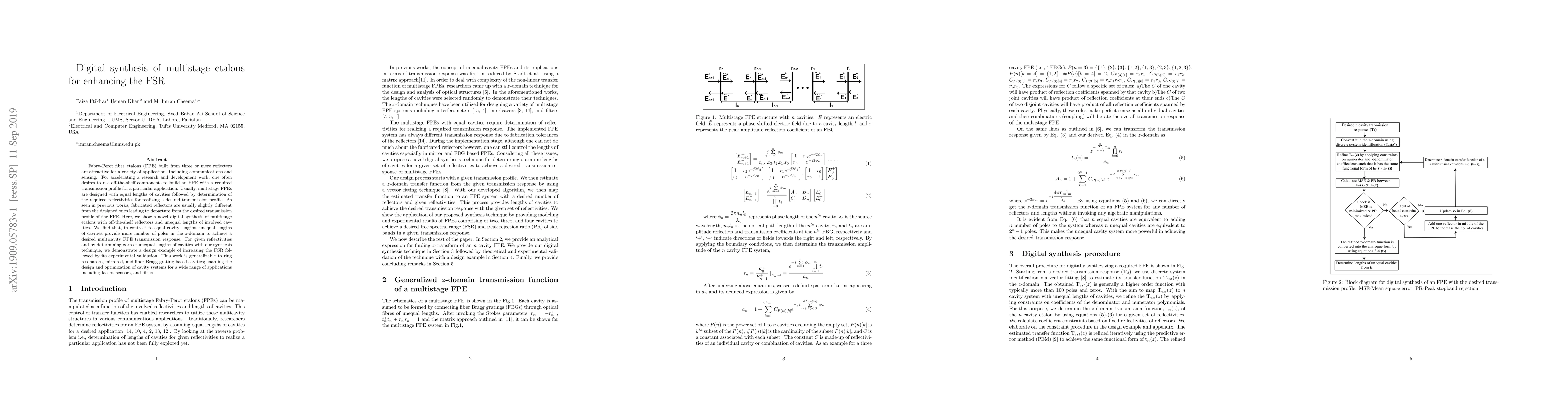 Thumbnail for Digital synthesis of multistage etalons for enhancing the FSR