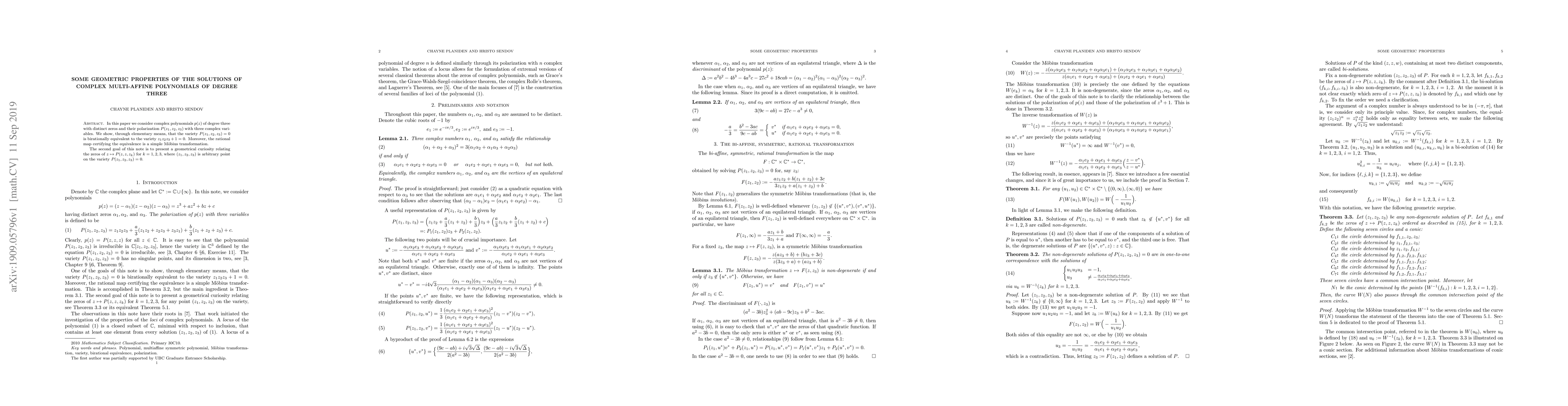 Thumbnail for Some geometric properties of the solutions of complex multi-affine
  polynomials of degree three