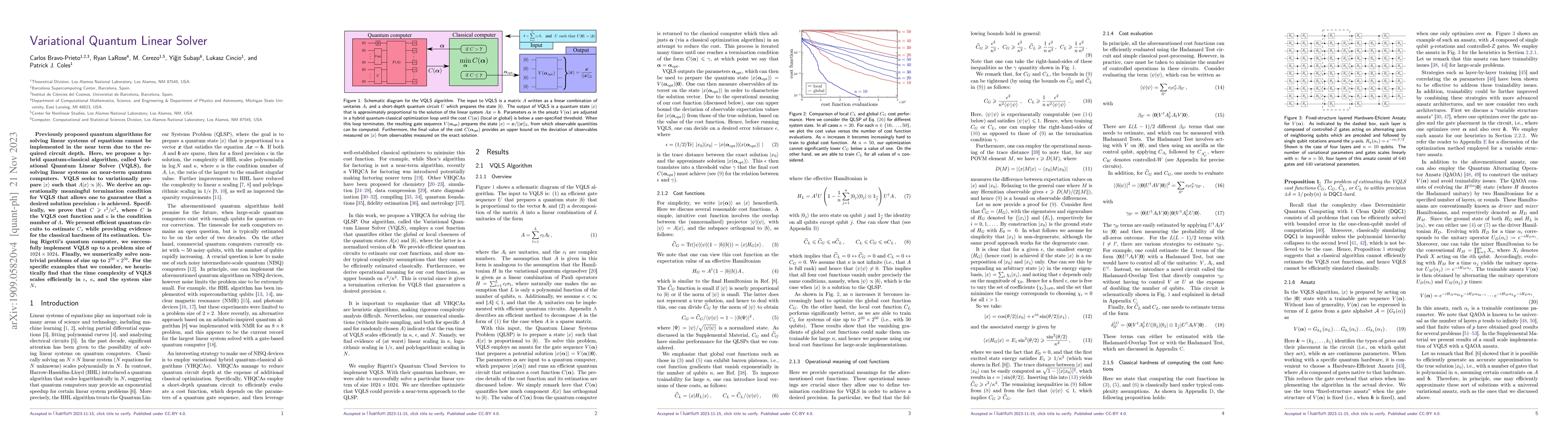 Thumbnail for Variational Quantum Linear Solver