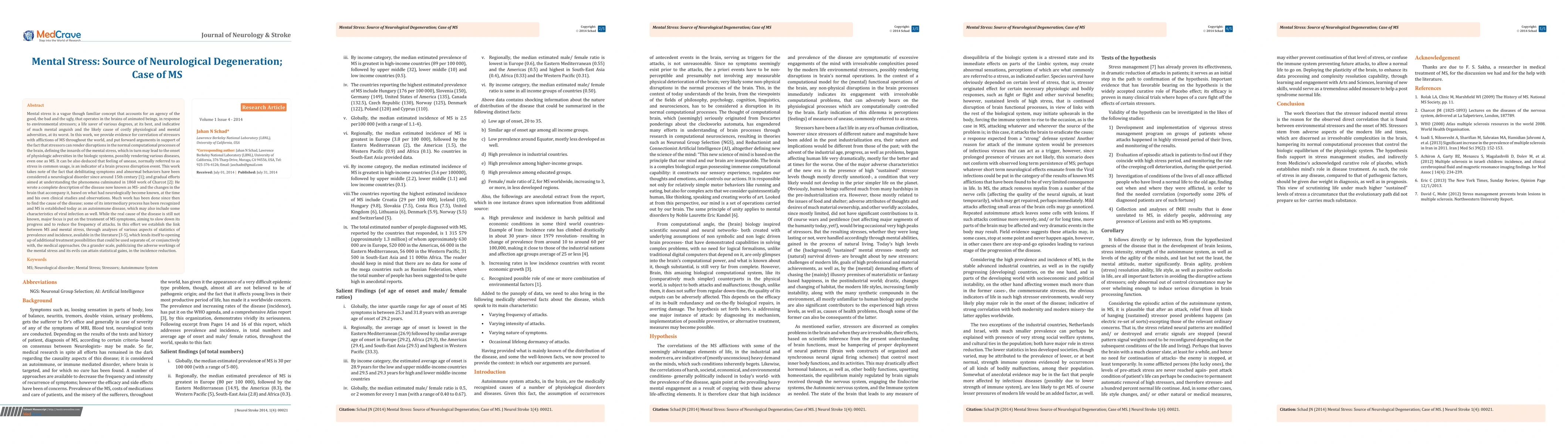 Thumbnail for Mental Stress: Source of Neurological Degeneration; Case of MS