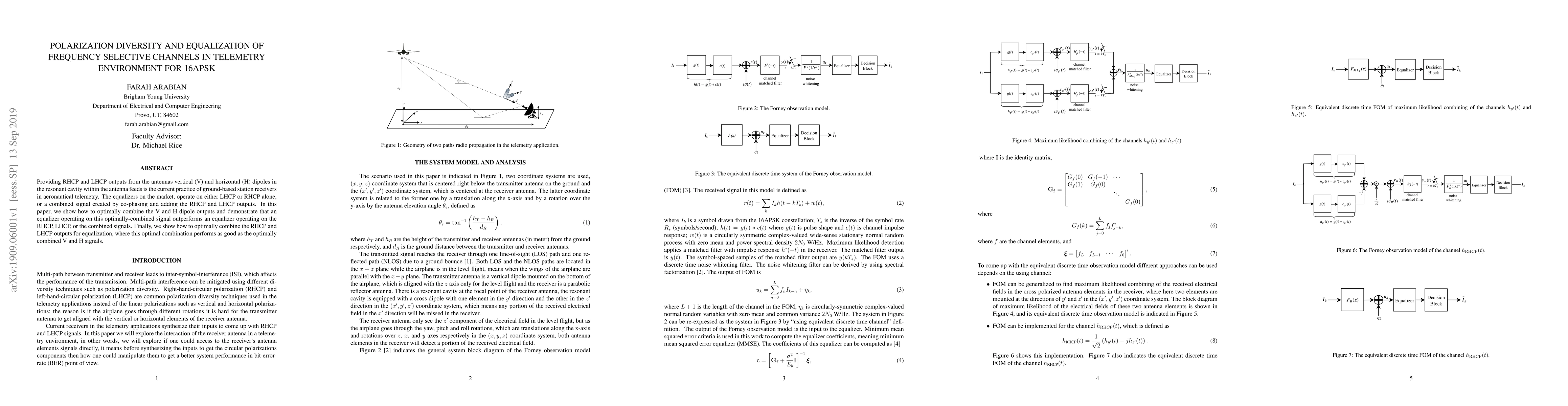 Thumbnail for Polarization diversity and equalization of frequency selective channels
  in telemetry environment for 16APSK