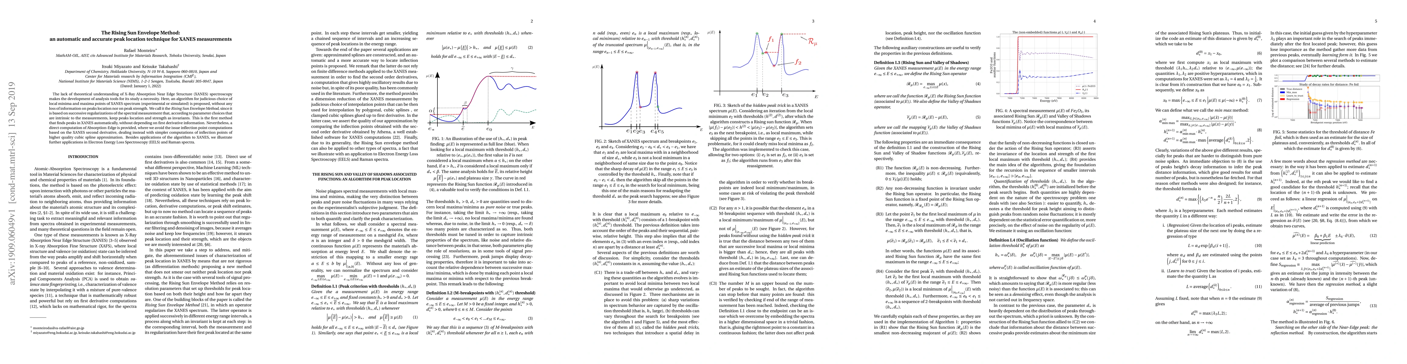 Thumbnail for The Rising Sun Envelope Method: an automatic and accurate peak location
  technique for XANES measurements