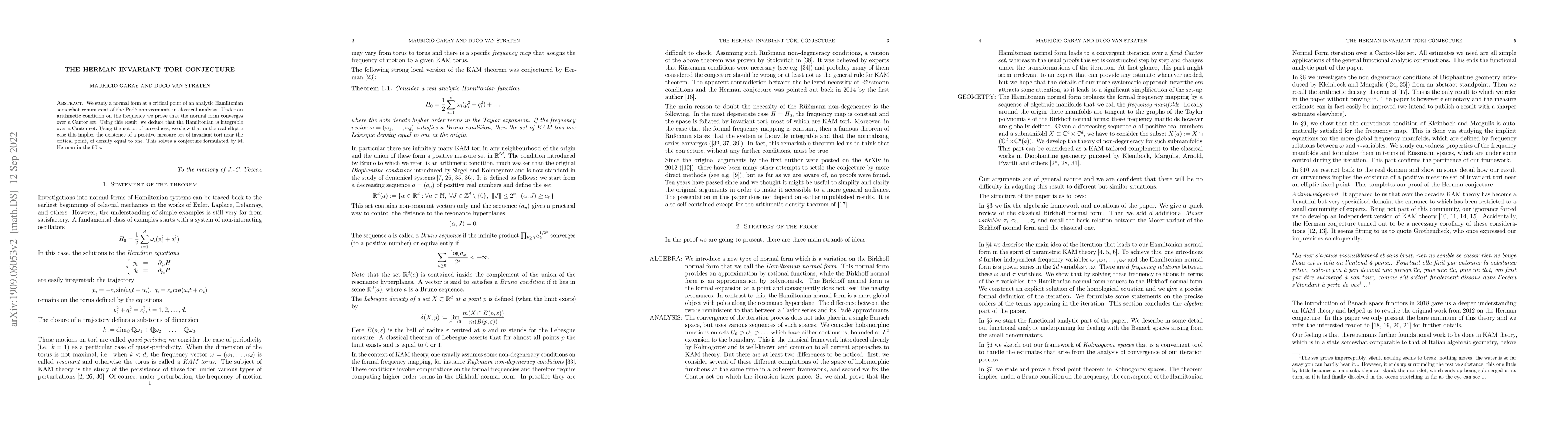 Thumbnail for The Herman invariant tori conjecture
