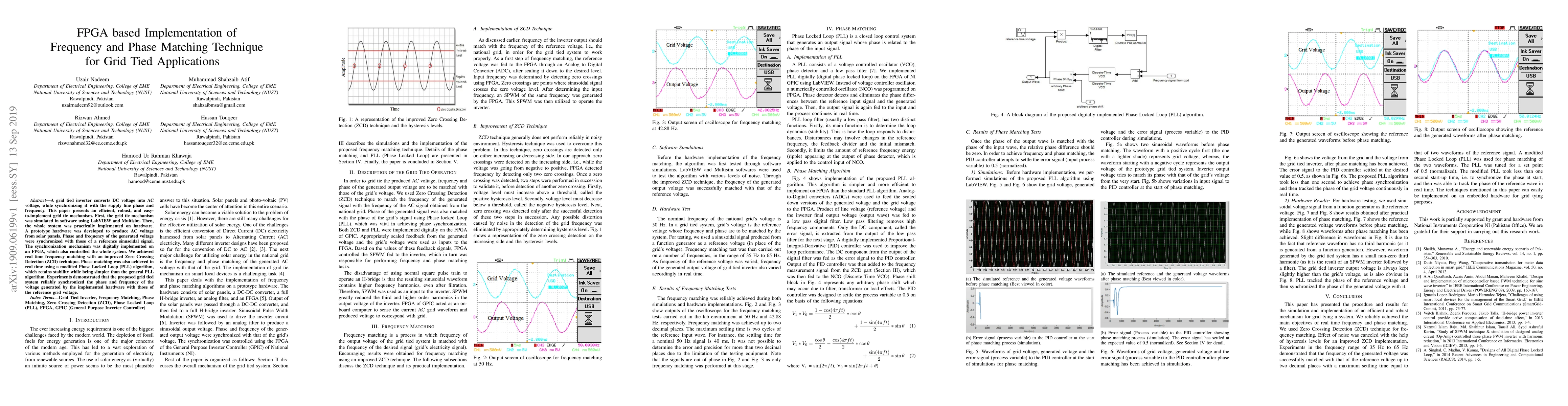 Thumbnail for FPGA based Implementation of Frequency and Phase Matching Technique for
  Grid Tied Applications