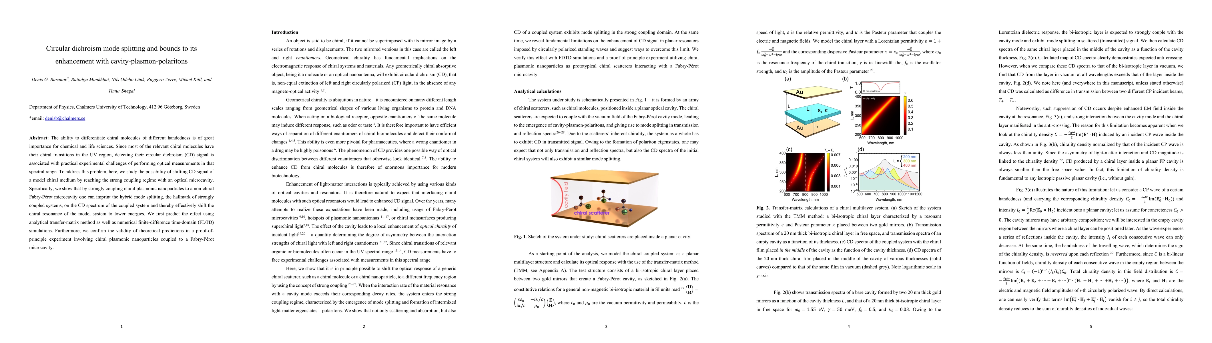 Thumbnail for Circular dichroism mode splitting and bounds to its enhancement with
  cavity-plasmon-polaritons