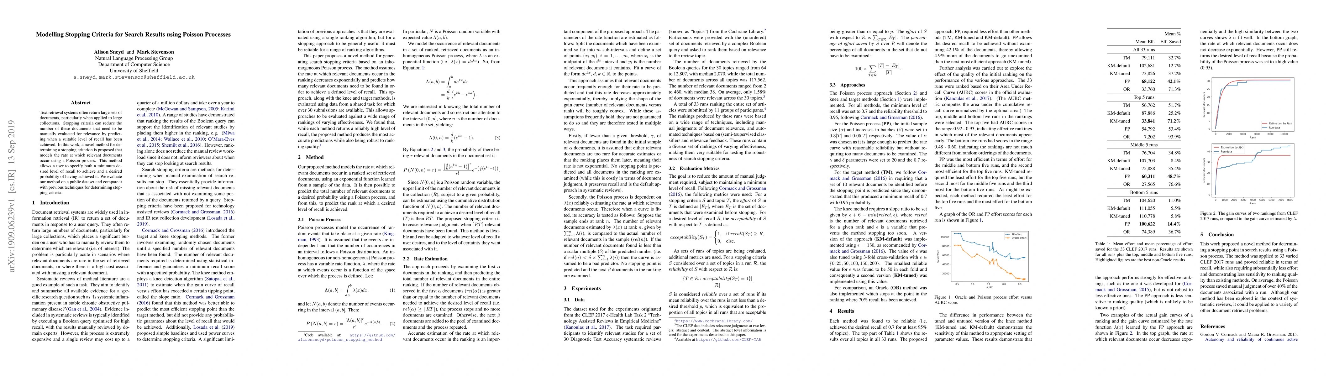 Thumbnail for Modelling Stopping Criteria for Search Results using Poisson Processes