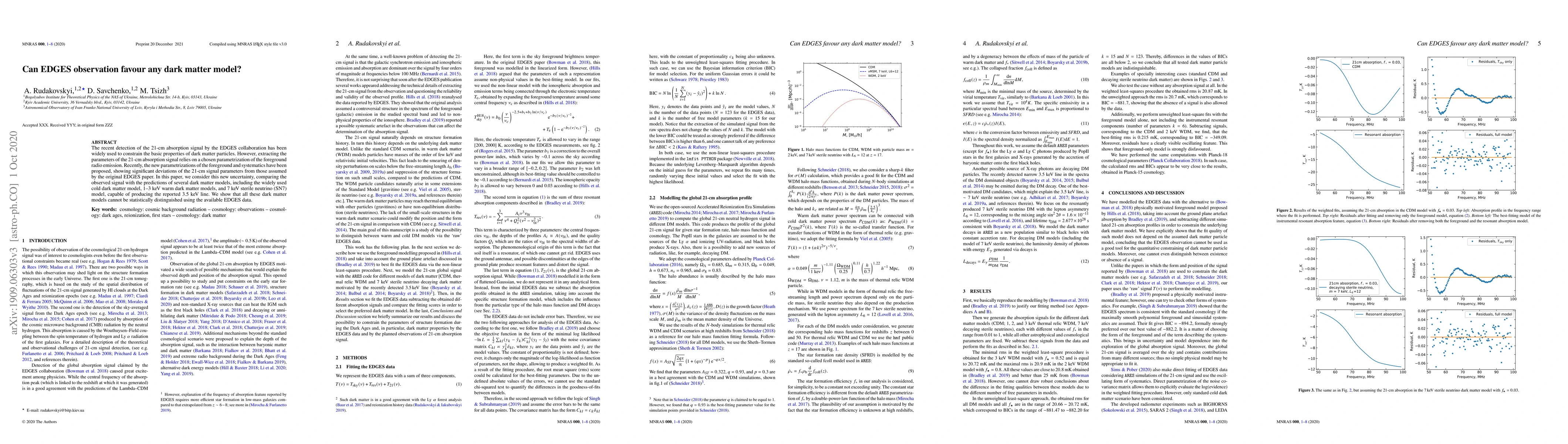 Thumbnail for Can EDGES observation favour any dark matter model?