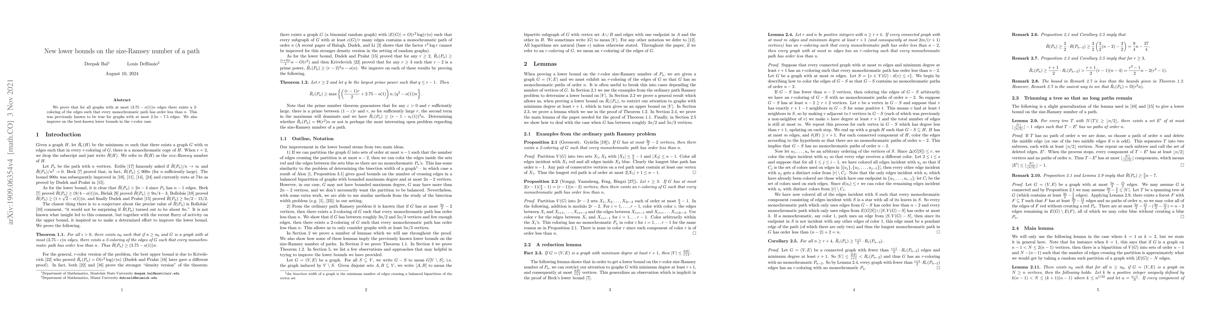 Thumbnail for New lower bounds on the size-Ramsey number of a path