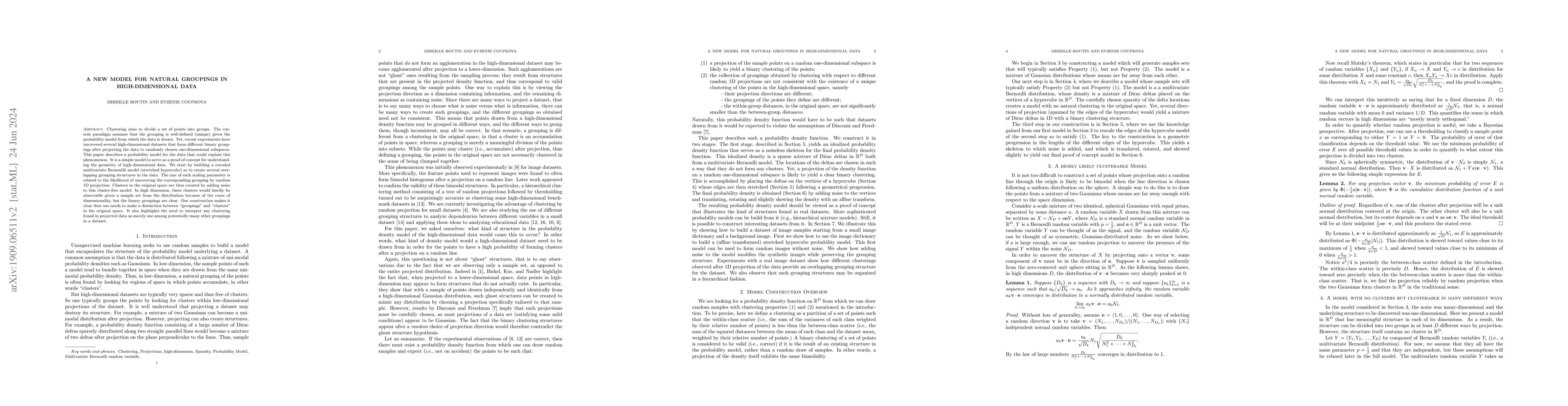 Thumbnail for A new model for natural groupings in high-dimensional data