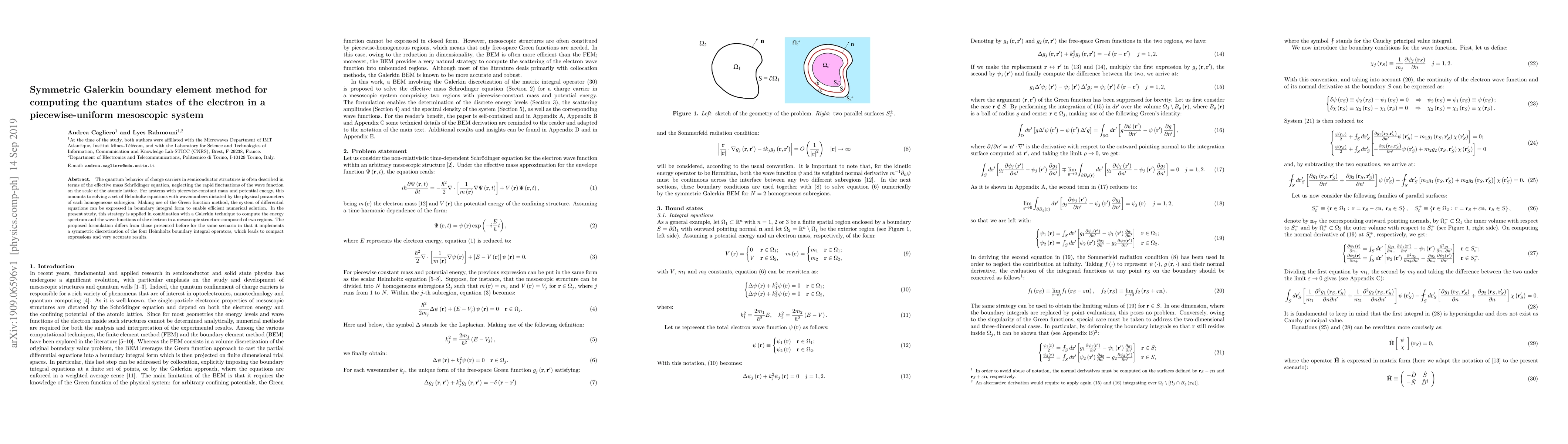 Thumbnail for Symmetric Galerkin boundary element method for computing the quantum
  states of the electron in a piecewise-uniform mesoscopic system