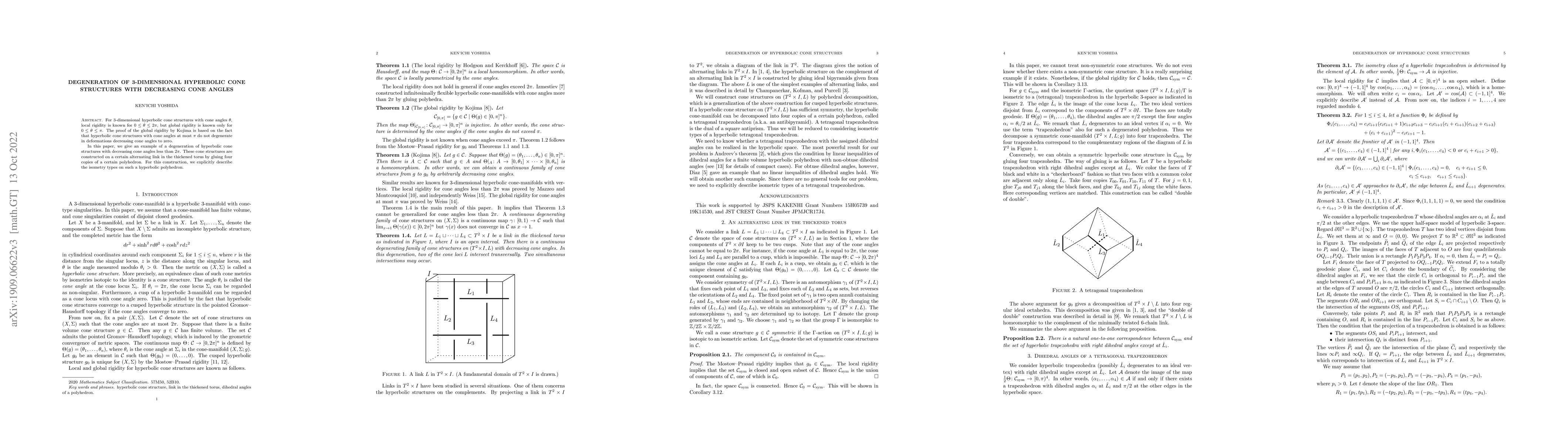Thumbnail for Degeneration of 3-dimensional hyperbolic cone structures with decreasing
  cone angles