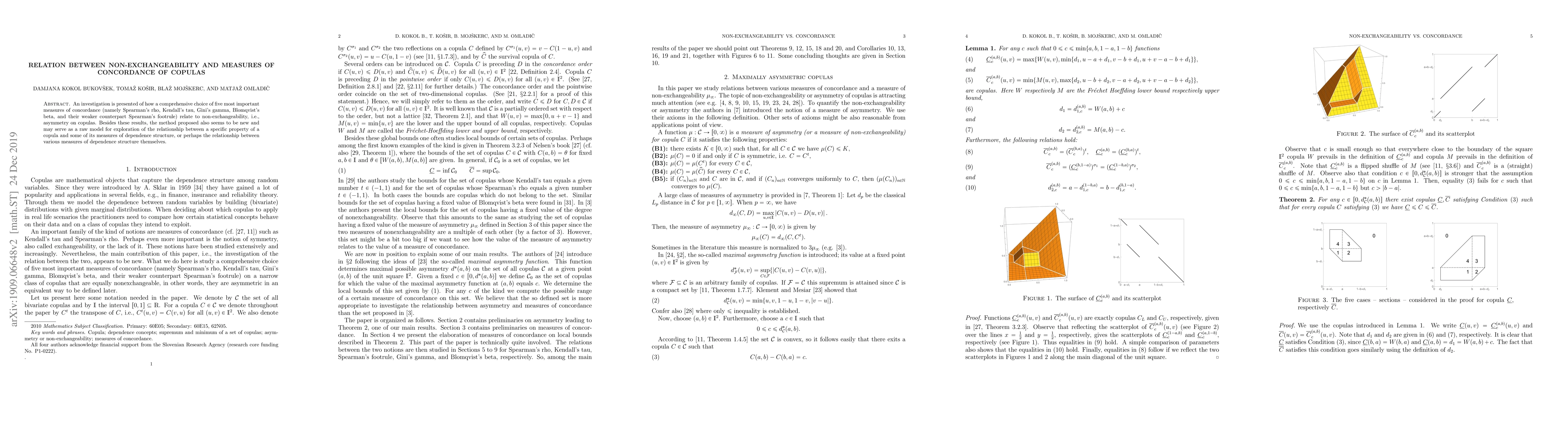 Thumbnail for Relation between non-exchangeability and measures of concordance of
  copulas