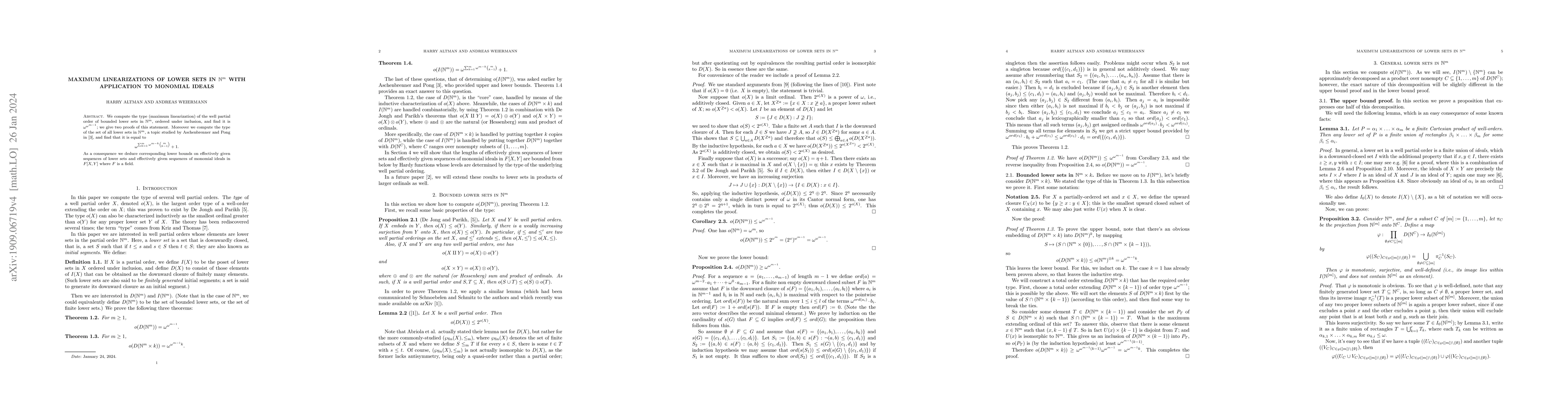 Thumbnail for Maximum linearizations of lower sets in $\mathbb{N}^m$ with application
  to monomial ideals