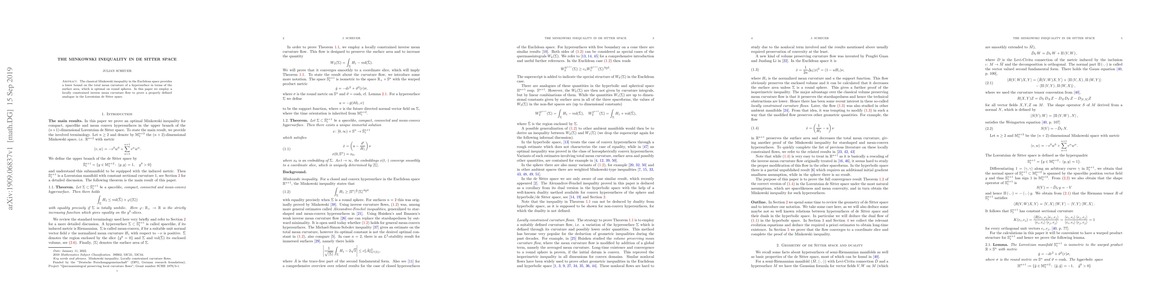 Thumbnail for The Minkowski inequality in de Sitter space