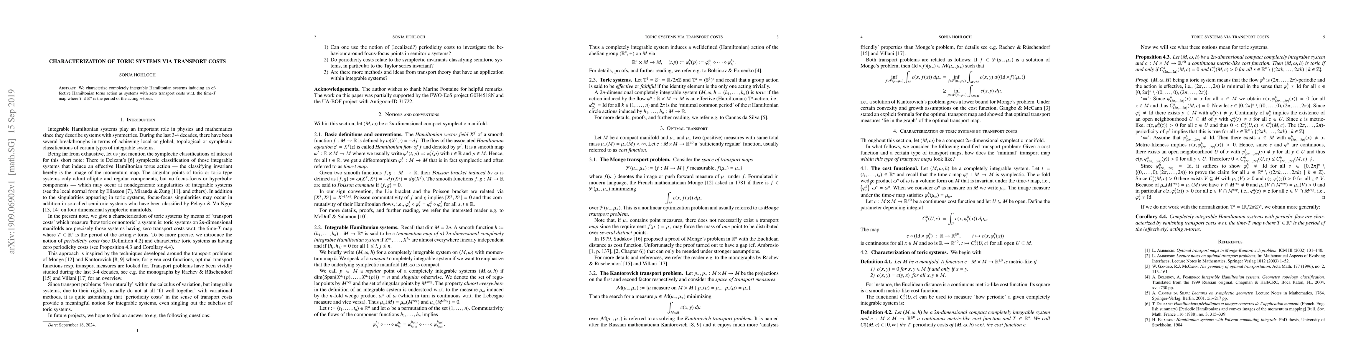 Thumbnail for Characterization of toric systems via transport costs