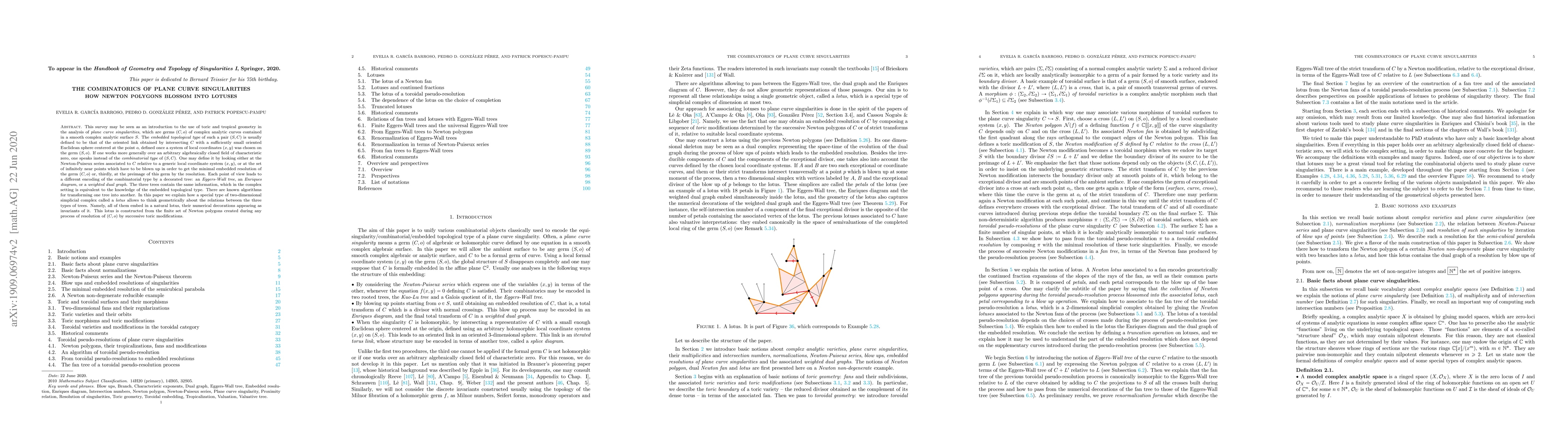 Thumbnail for The combinatorics of plane curve singularities. How Newton polygons
  blossom into lotuses