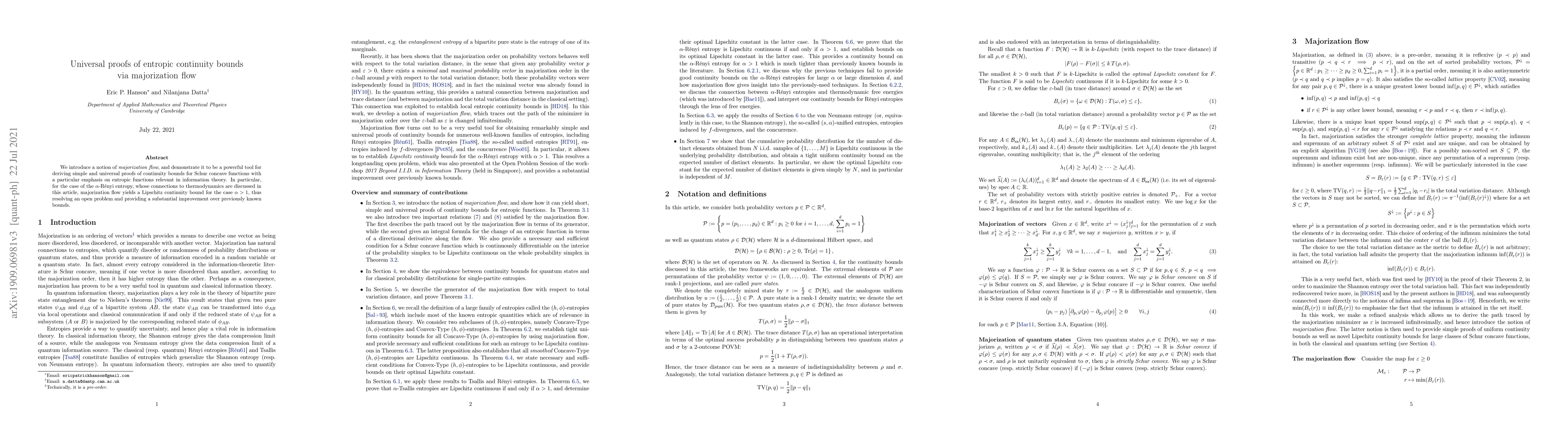 Thumbnail for Universal proofs of entropic continuity bounds via majorization flow