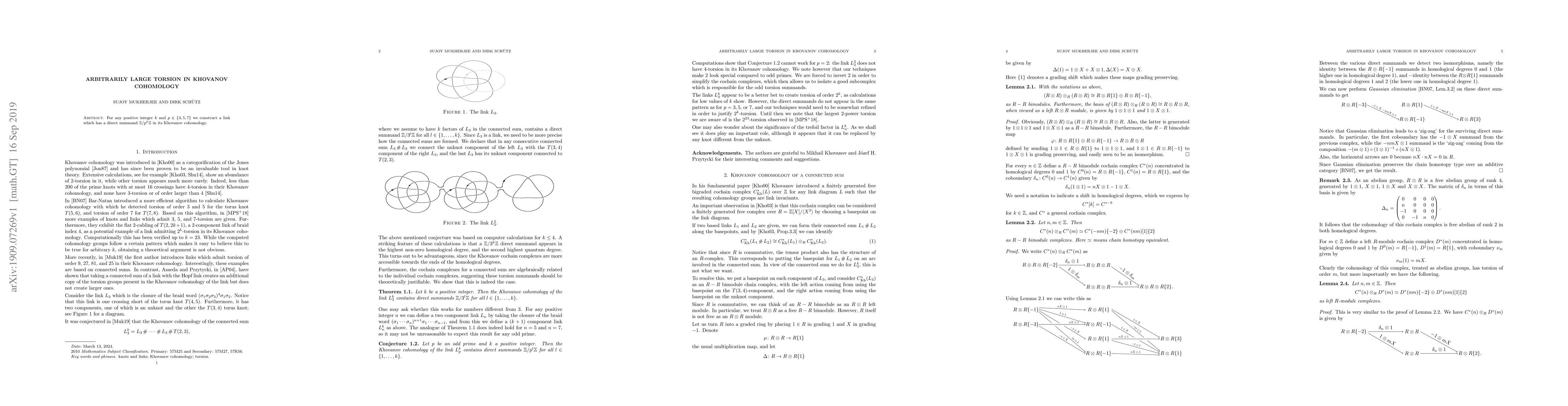 Thumbnail for Arbitrarily large torsion in Khovanov cohomology