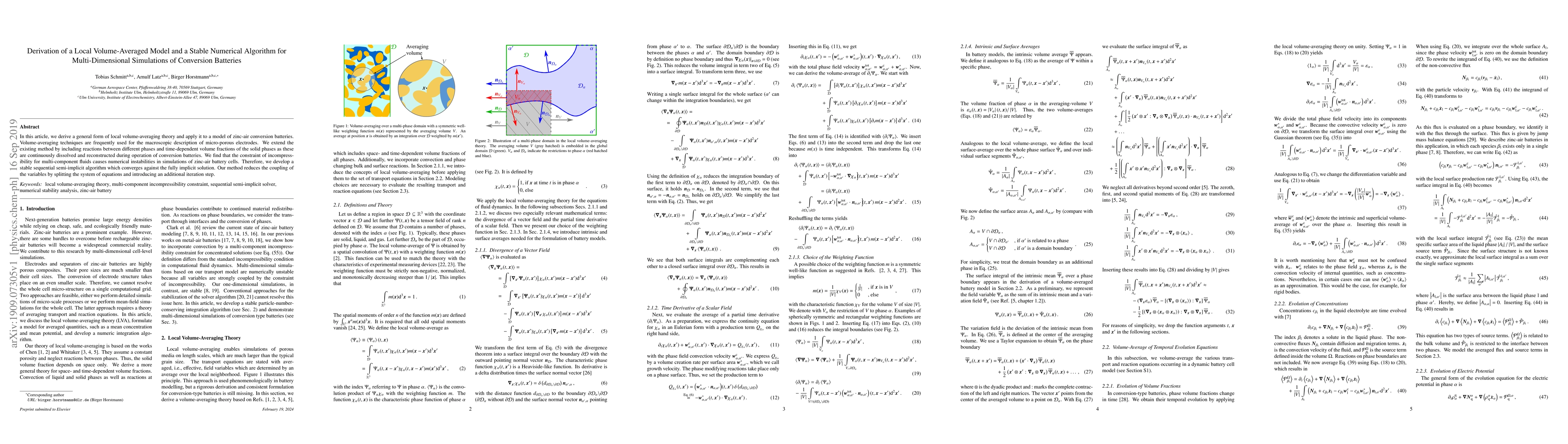 Thumbnail for Derivation of a Local Volume-Averaged Model and a Stable Numerical
  Algorithm for Multi-Dimensional Simulations of Conversion Batteries