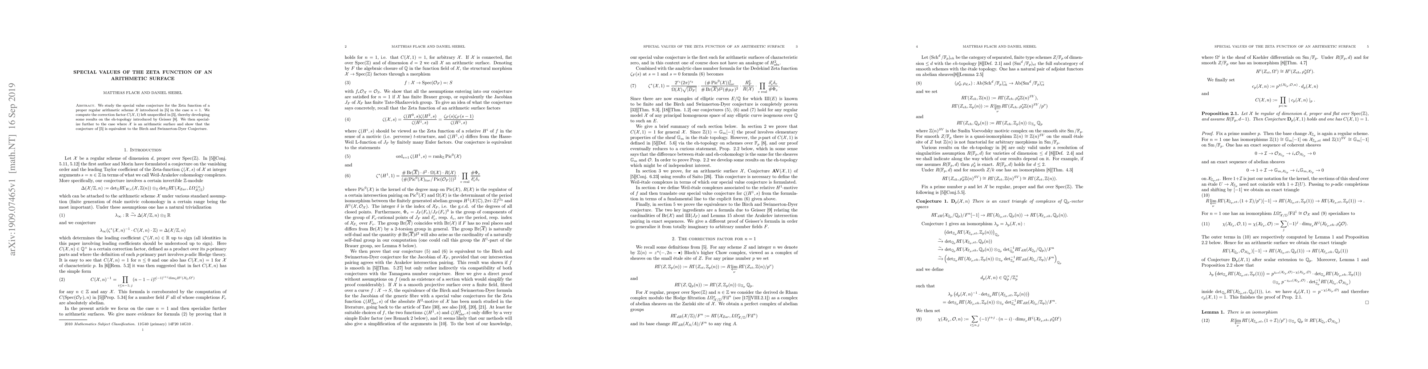 Thumbnail for Special Values of the Zeta Function of an Arithmetic Surface