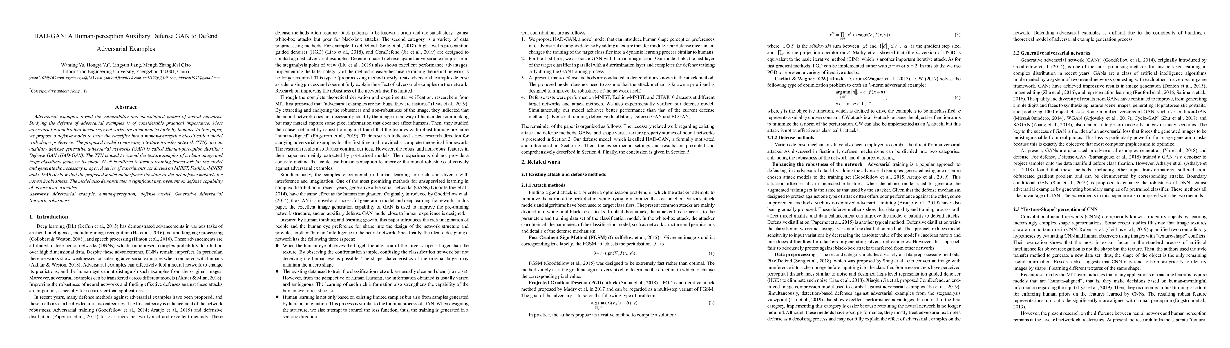 Thumbnail for HAD-GAN: A Human-perception Auxiliary Defense GAN to Defend Adversarial
  Examples