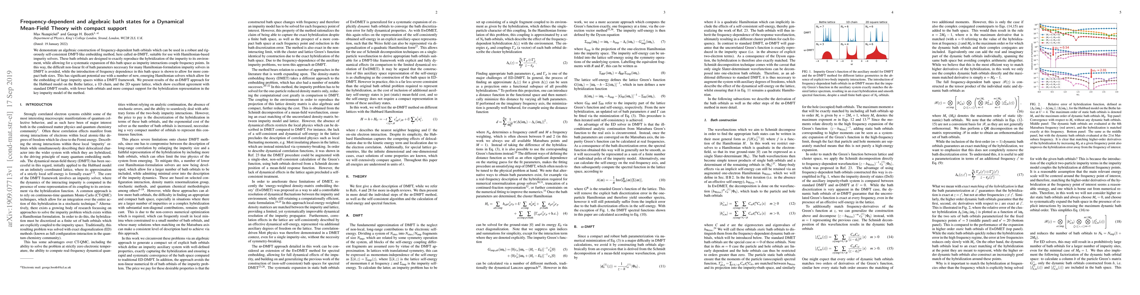 Thumbnail for Frequency-dependent and algebraic bath states for a Dynamical Mean-Field
  Theory with compact support